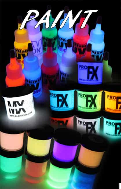Glow in the Dark | Fabric Paints | UV Black Light | Glomania | Photochromic Acrylic Paints | Nail Art | Pigments