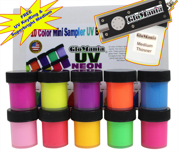 Glow in The Dark Acrylic Paint - Fluorescent Paint for Canvas - Neon Craft Paint - Blacklight Paint Set
