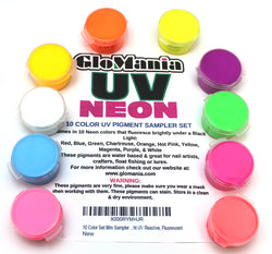 UV Neon Black Light Fluorescent Pigment Powders 10 Col Set - Glomania